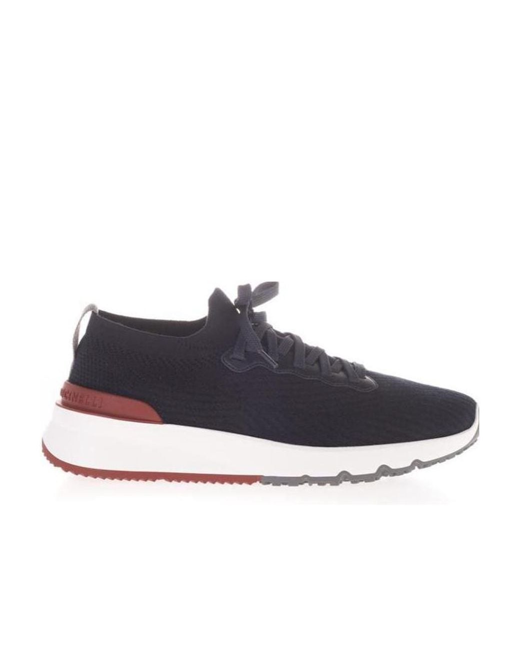 Brunello Cucinelli Blue Knitted Lace-Up Sneakers for men
