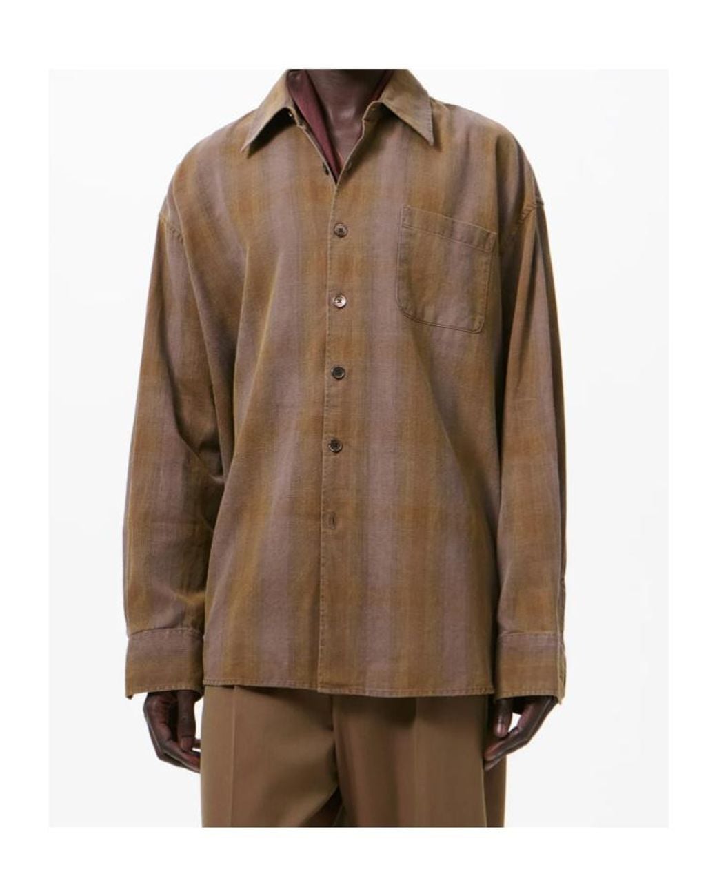 Our Legacy Brown Borrowed Oversized Check Shirt for men