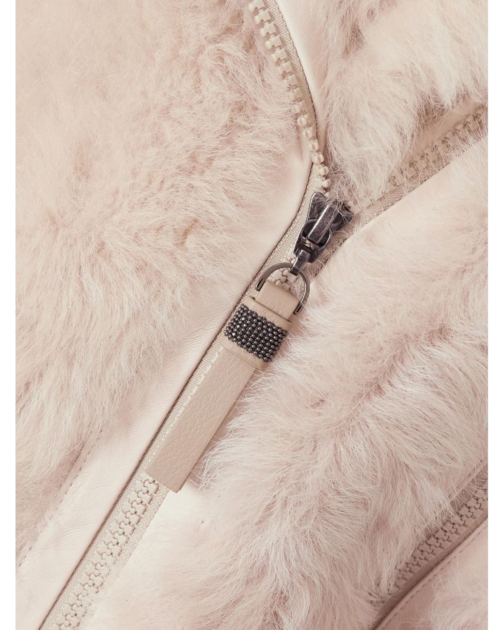 Brunello Cucinelli Natural Leather-Trimmed Shearling Jacket