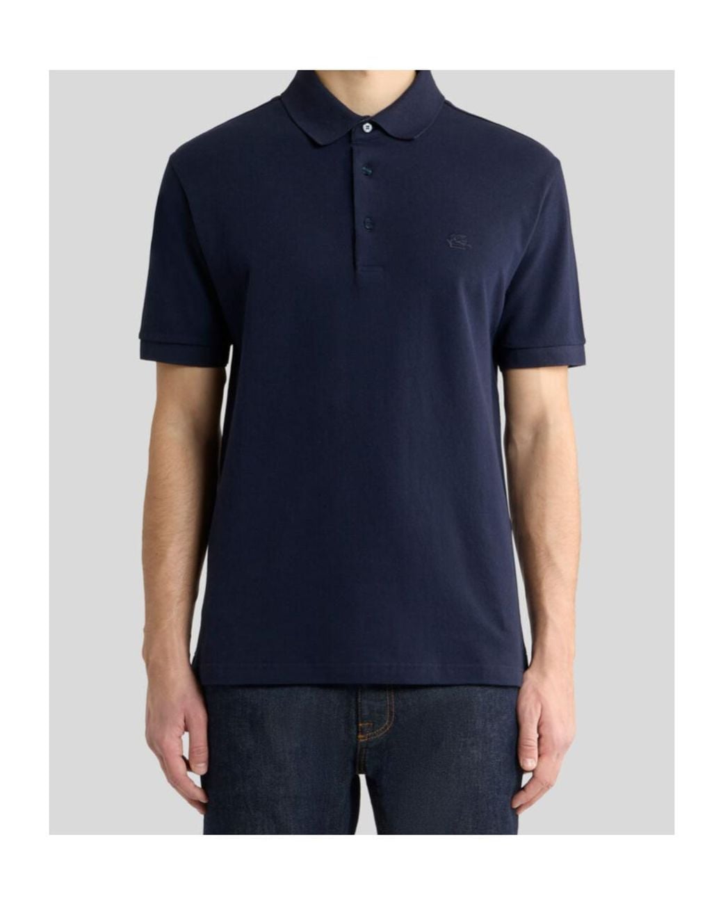 Etro Blue Short-Sleeved Polo Shirt for men