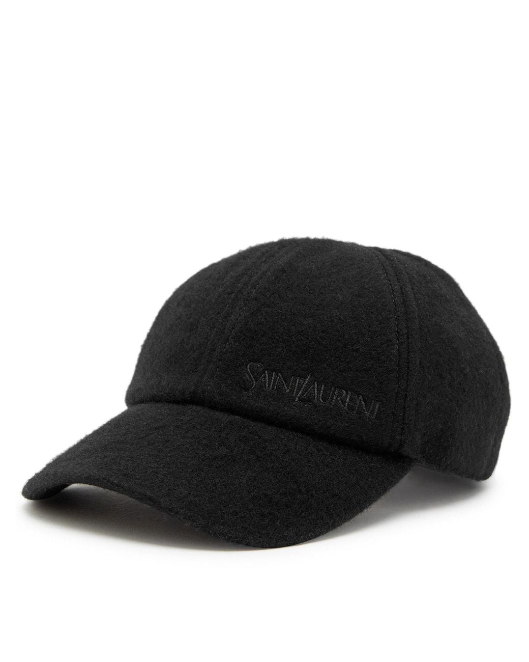 Saint Laurent Black Woolen Baseball Cap for men
