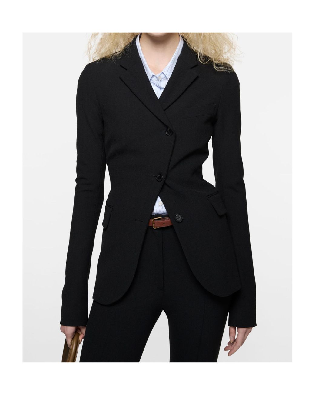 Acne Black Fitted Wool Suit Jacket