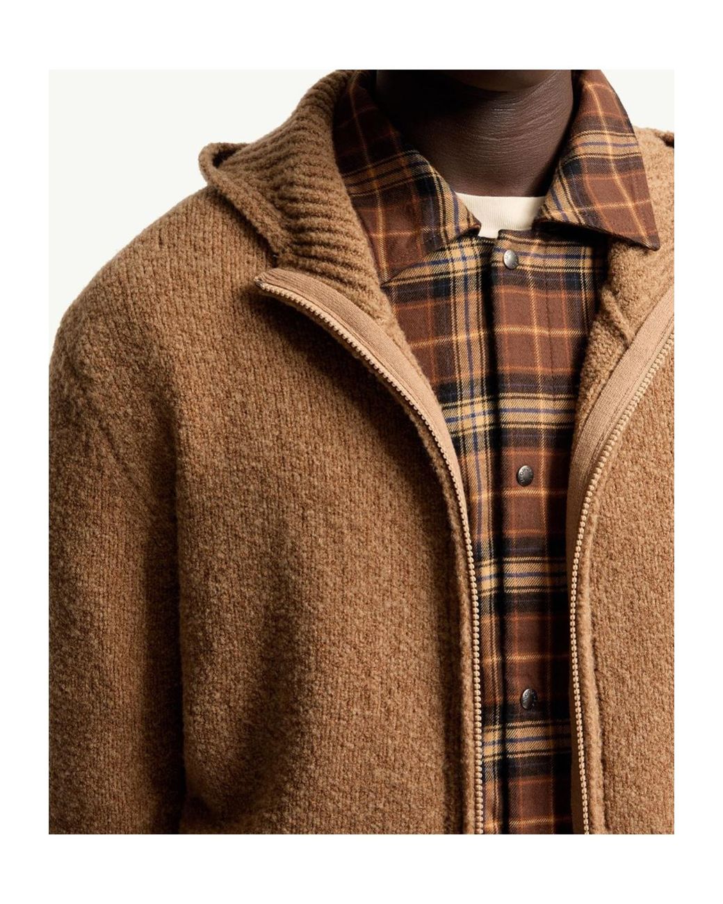 Moncler Brown Zip-Up Hooded Cardigan for men