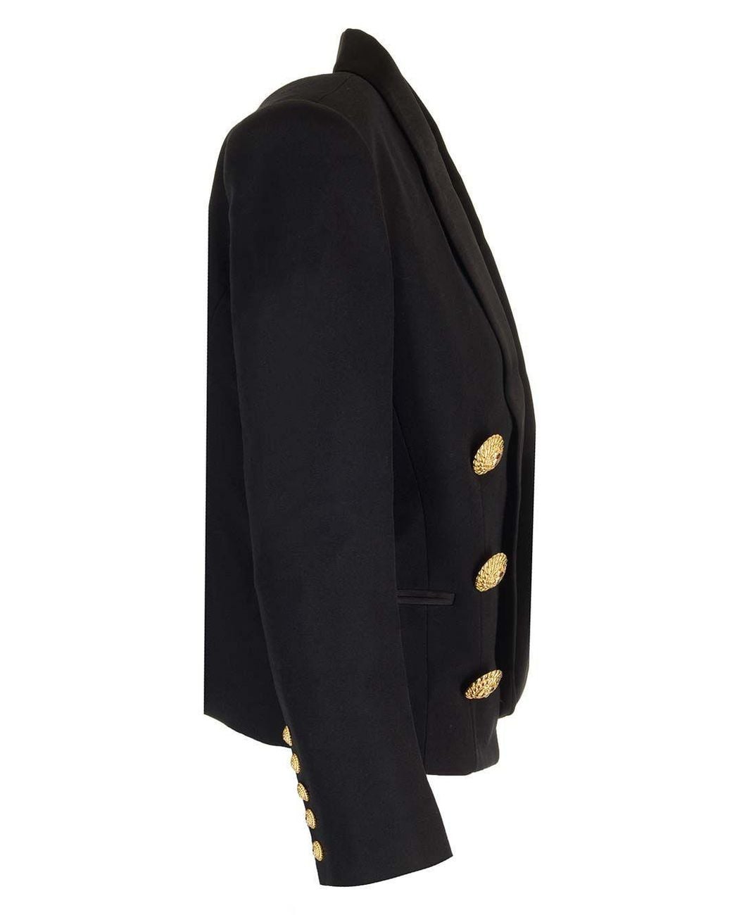 Balmain Black Wool Cropped Blazer