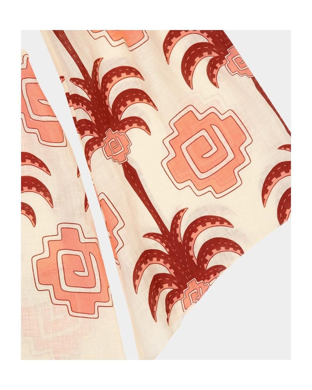 Johanna Ortiz Multicolor Wave After Wave Palm-Tree Print Open-Neck Mini Dress