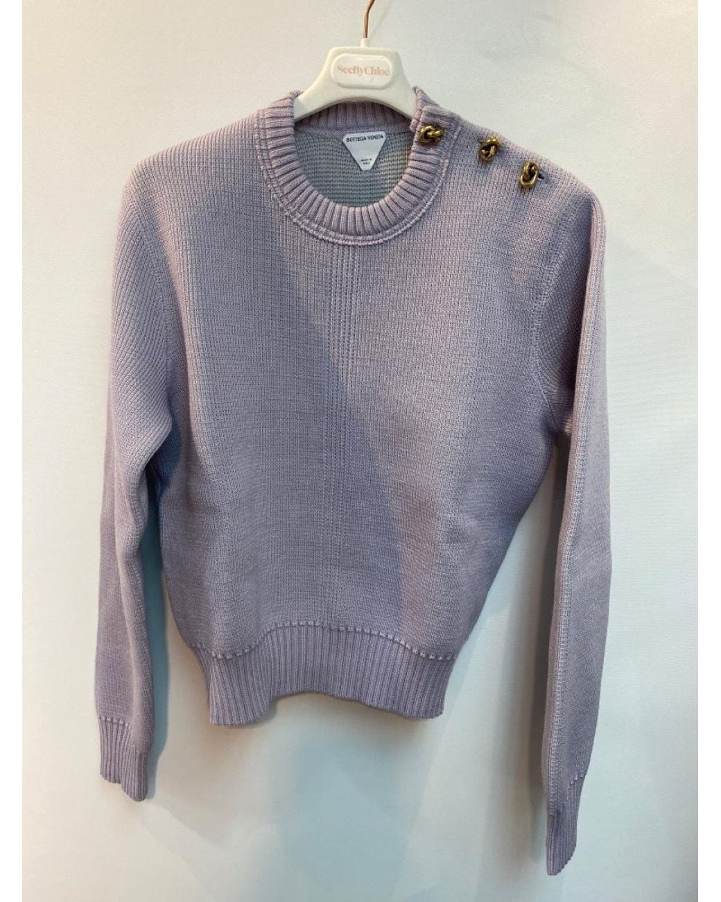 Bottega Veneta Gray Wool Sweater With Metal Knot Buttons