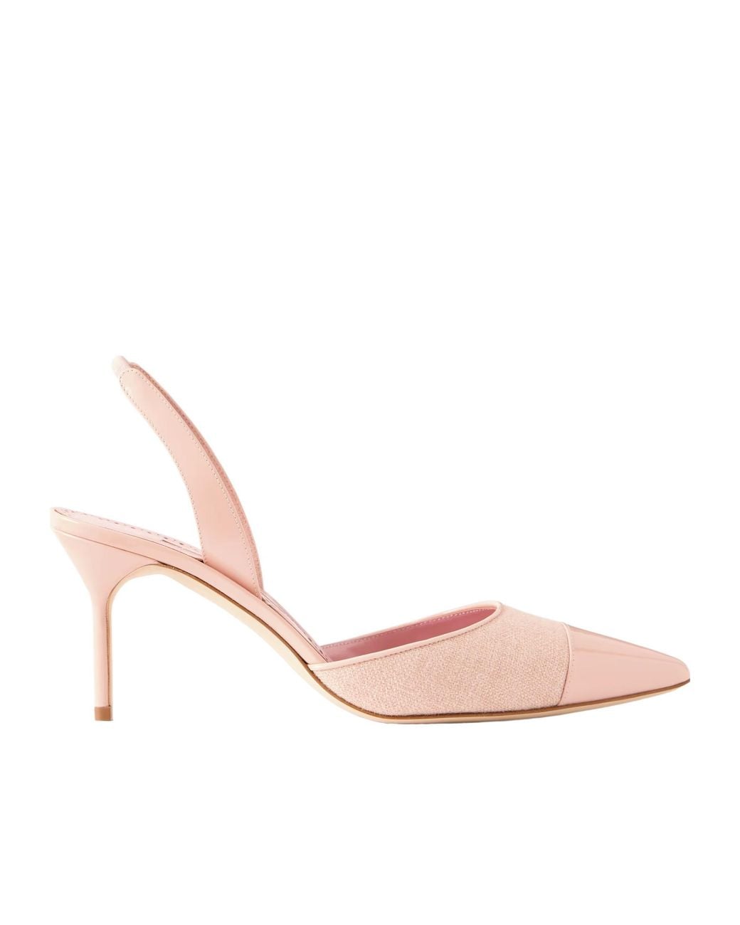 Manolo Blahnik Pink Canvas And Patent-Leather Slingback Pumps