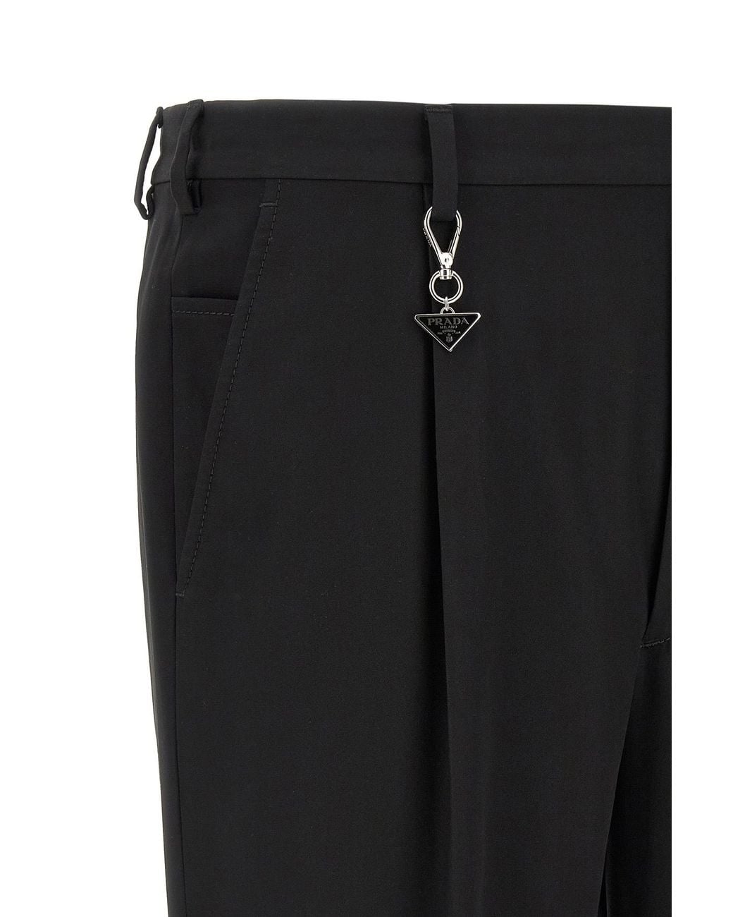 Prada Black Pleat-Detailed Tailored Trousers for men