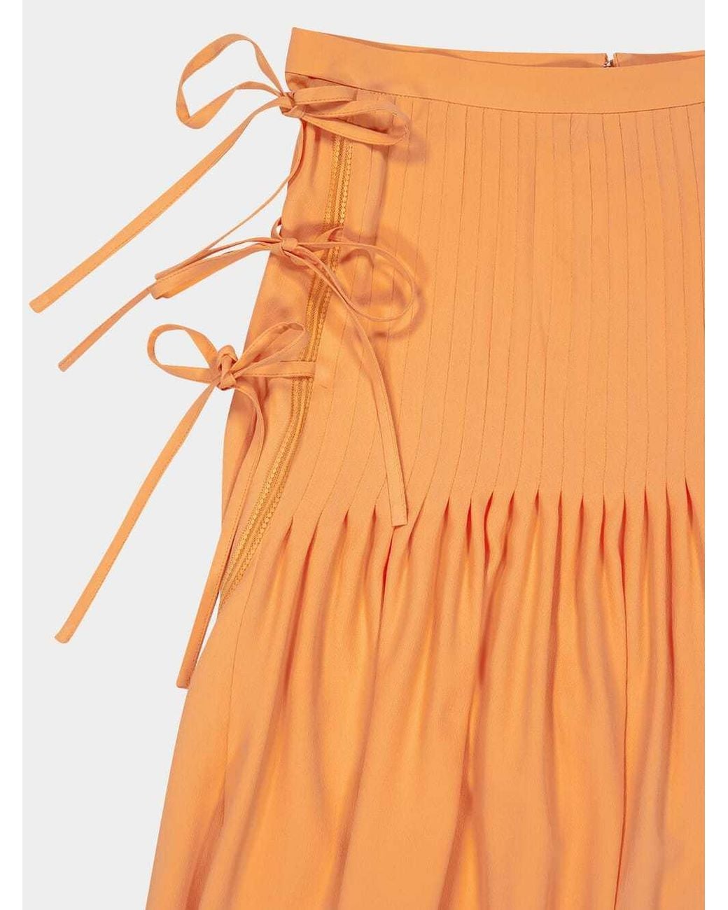 Rabanne Orange Bow-Detail Pleated Skirt