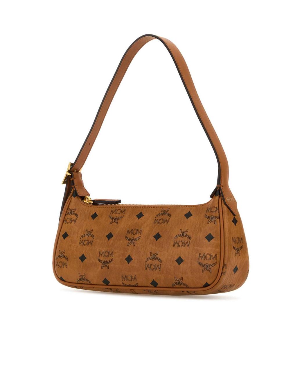 MCM Brown Aren Logo Printed Shoulder Bag