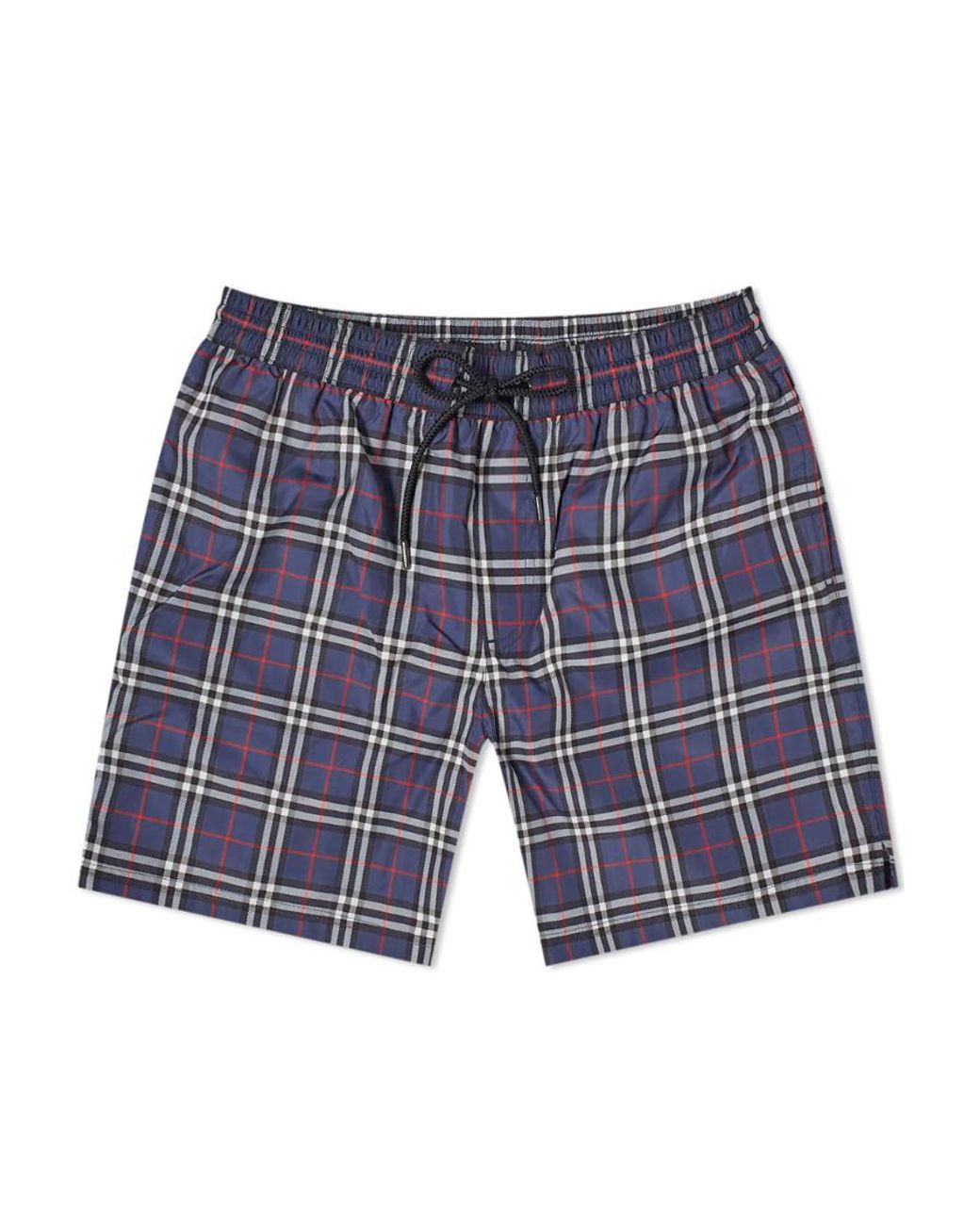 Burberry Blue Check Drawcord Swim Shorts for men
