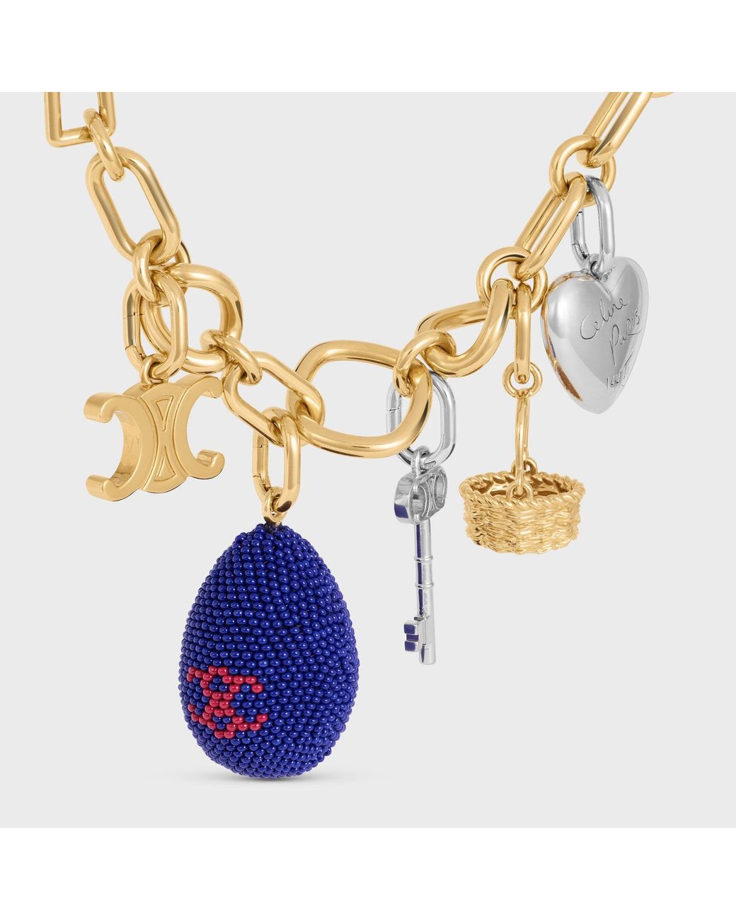 Céline Blue Charms Beads Egg Pendant