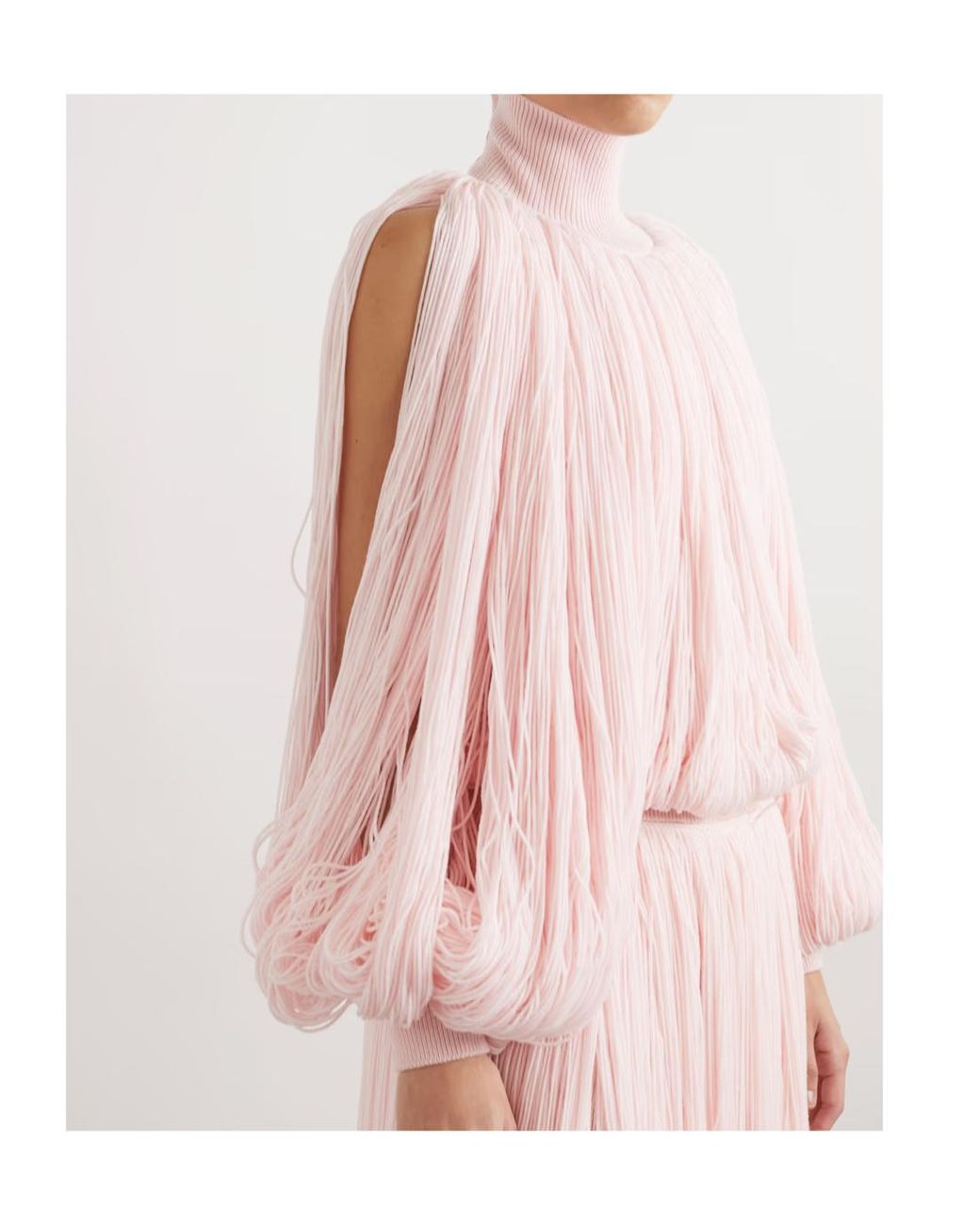 Alaïa Pink Fringed Turtleneck Sweater