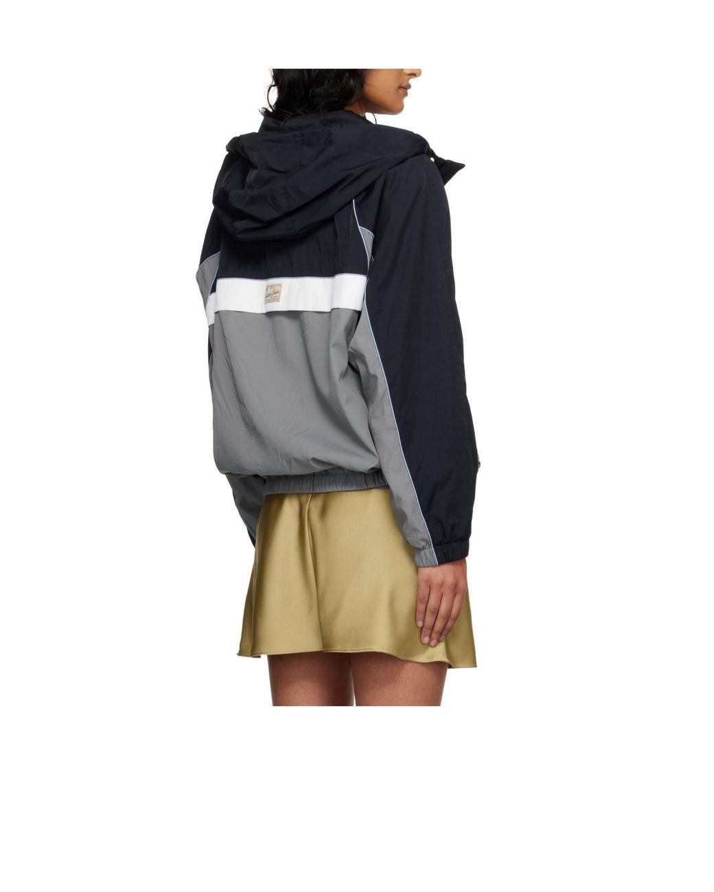 DUNST Blue Hooded Colourblock Windbreaker