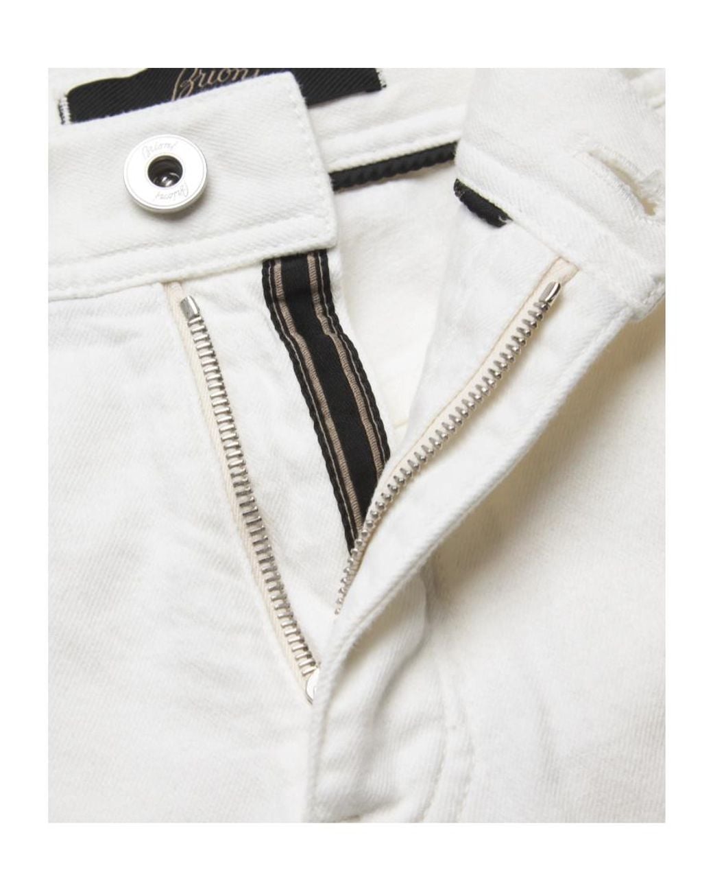 Brioni White Cotton Denim Meribel Fitted Jeans for men