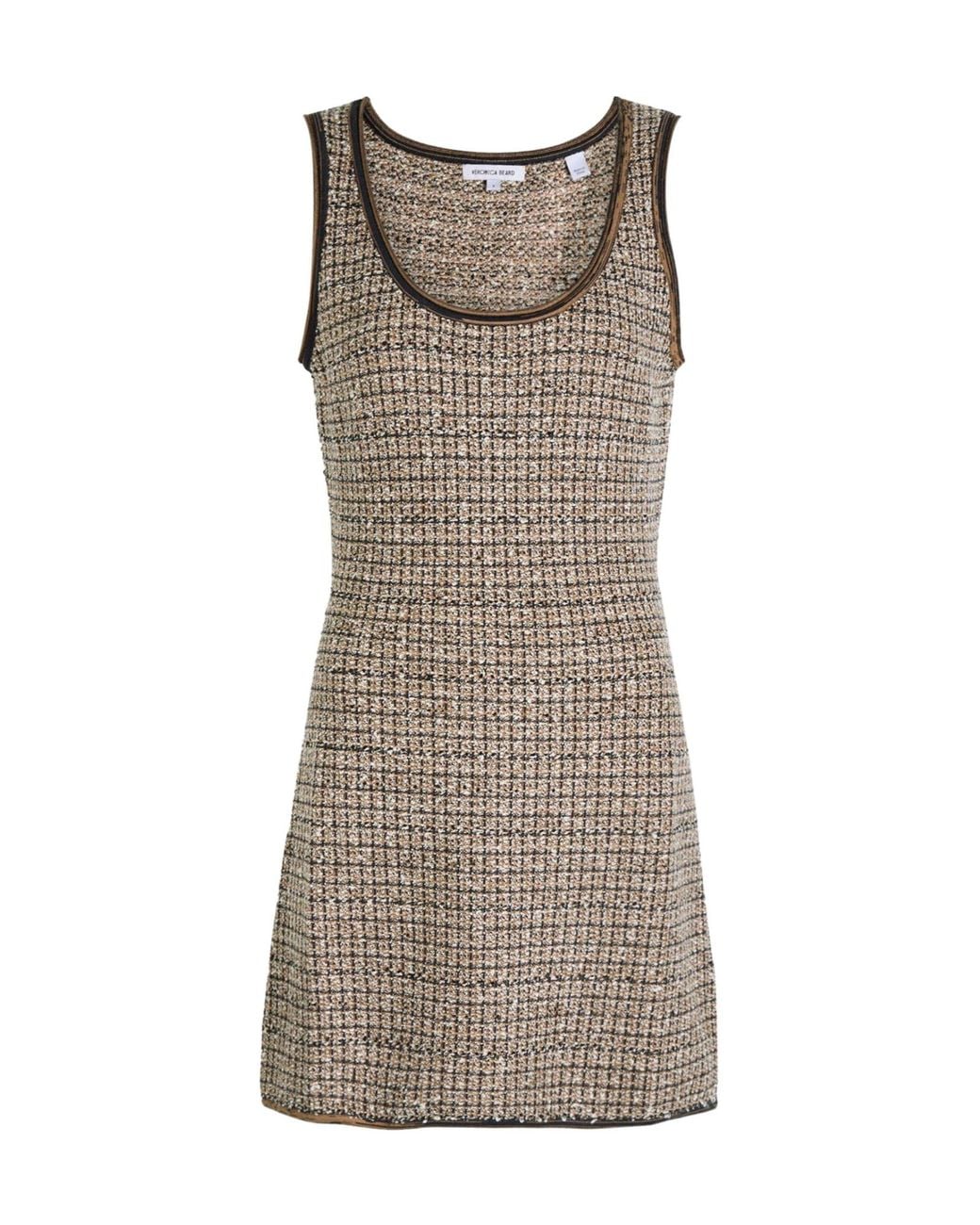 Veronica Beard Brown Knitted Checkered Dress