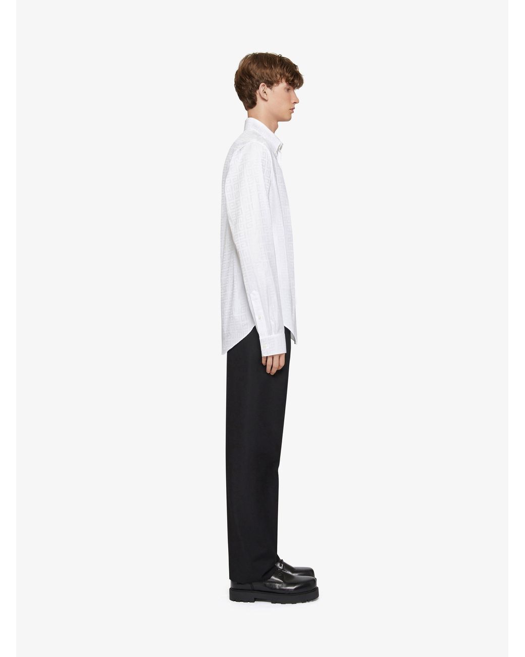 Givenchy White 4G Pattern Long-Sleeved Shirt for men
