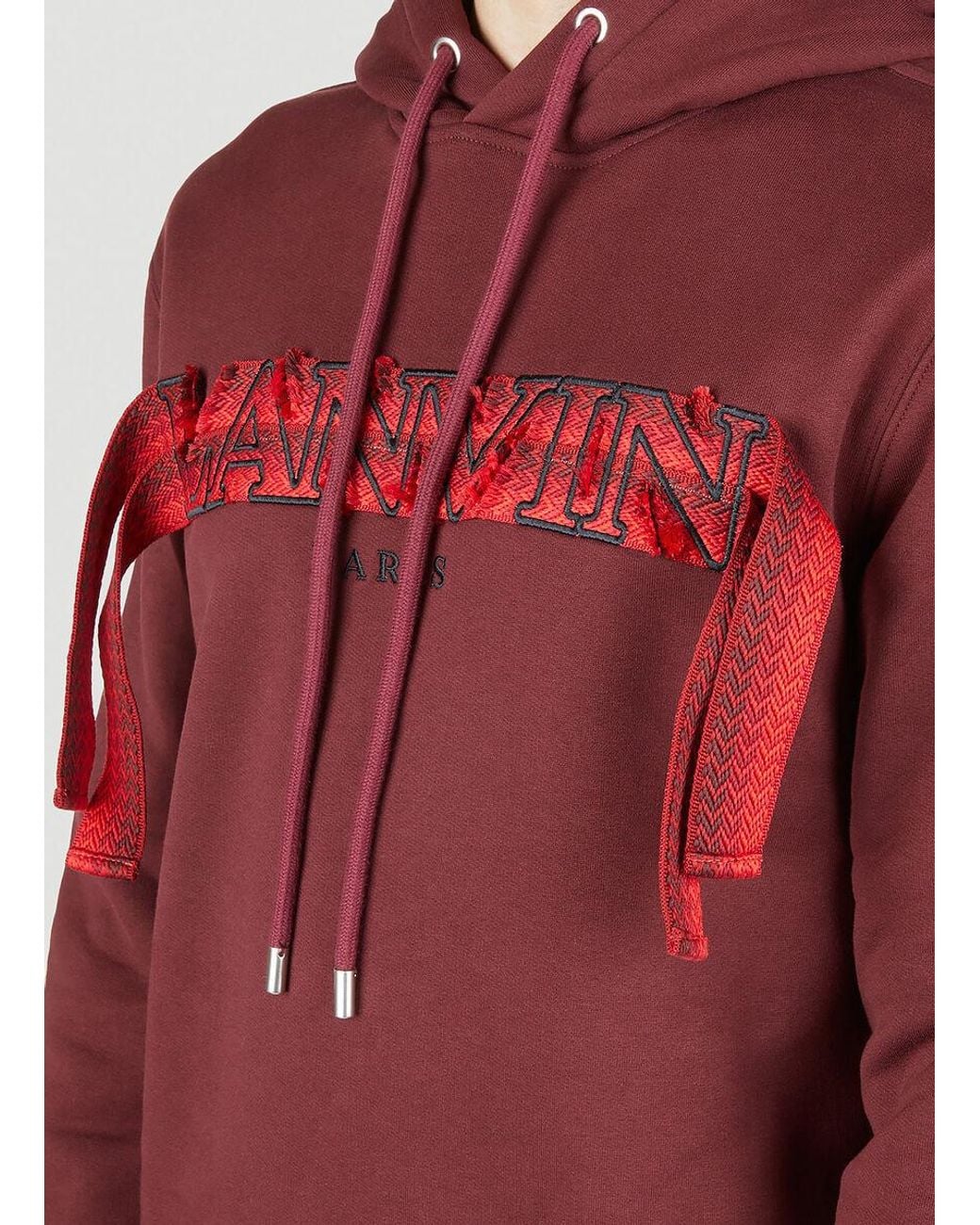 Lanvin Red Curb Lace Hoodie for men