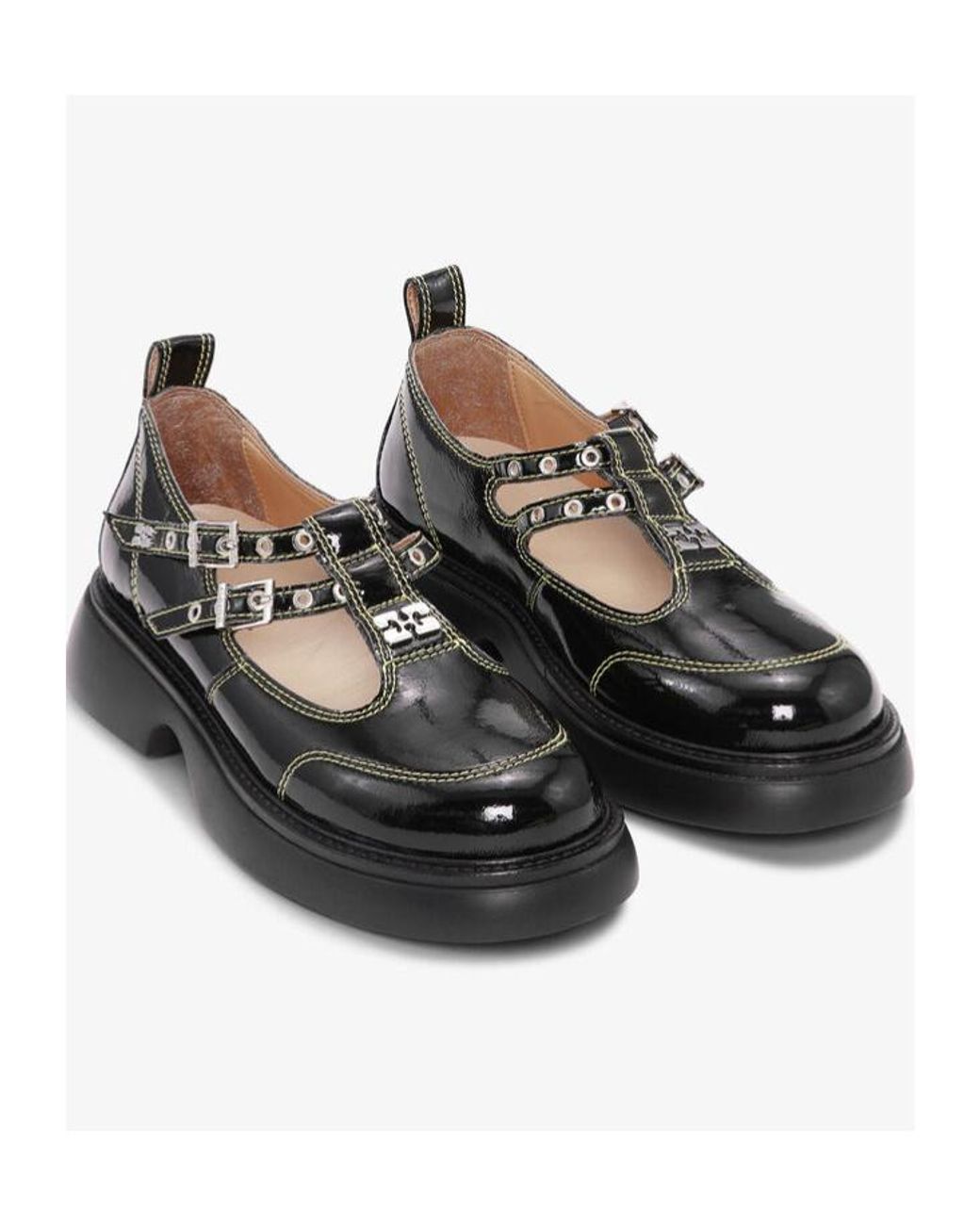 Ganni Black Loafers Shoes Made Of Eco Leather