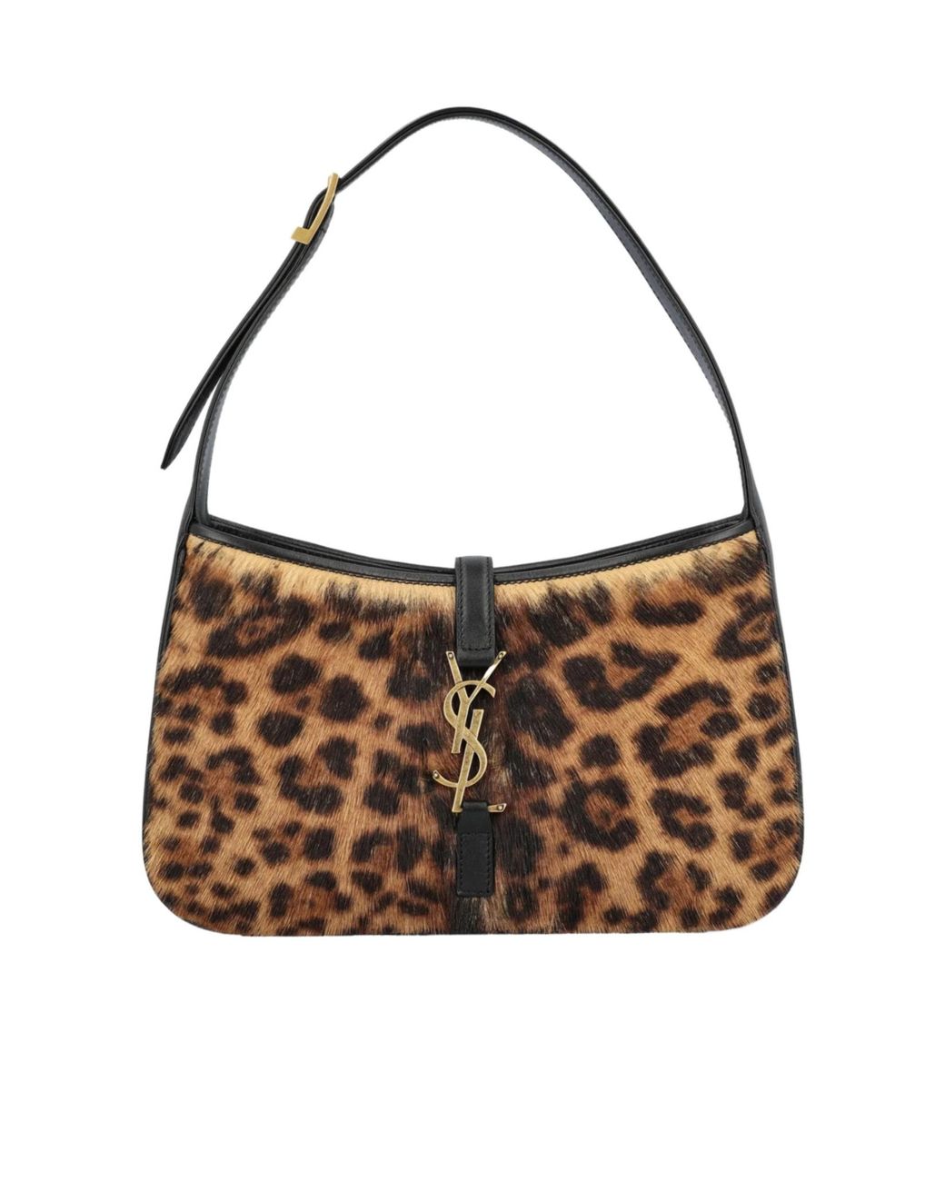 Saint Laurent Brown Leopard Patterned Logo Plaque Tote Bag