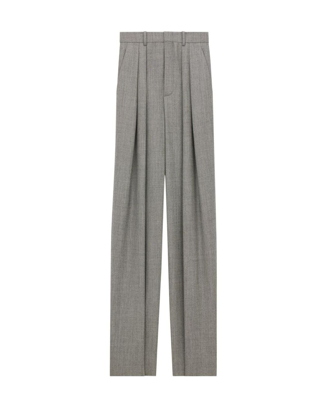 Saint Laurent Gray High Waist Wide Leg Pants