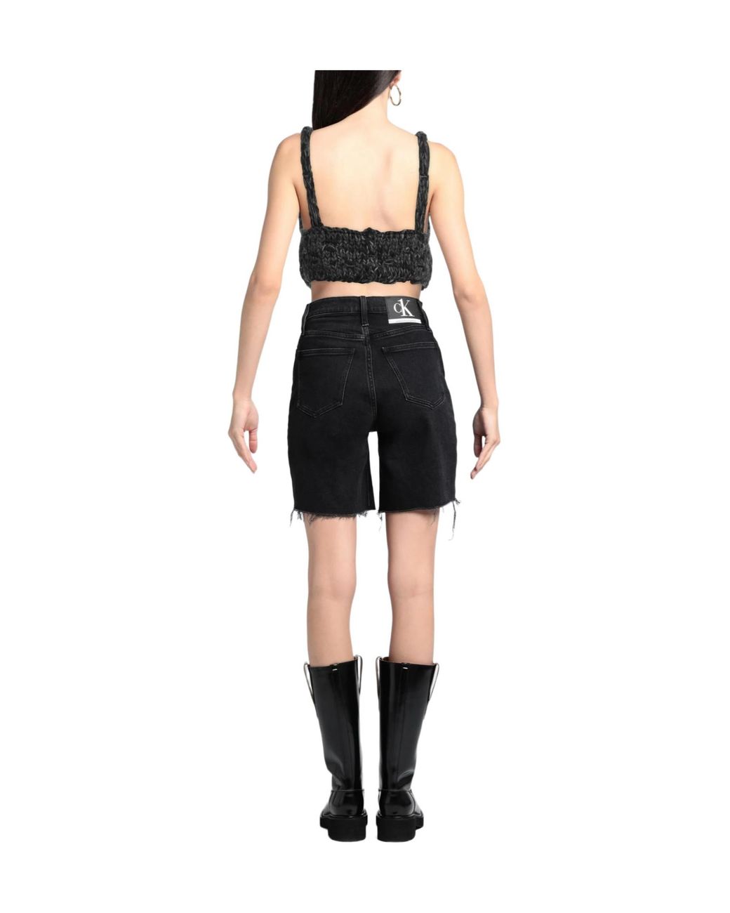 Dolce & Gabbana Black Multicolored Sleeveless Knit Crop Top