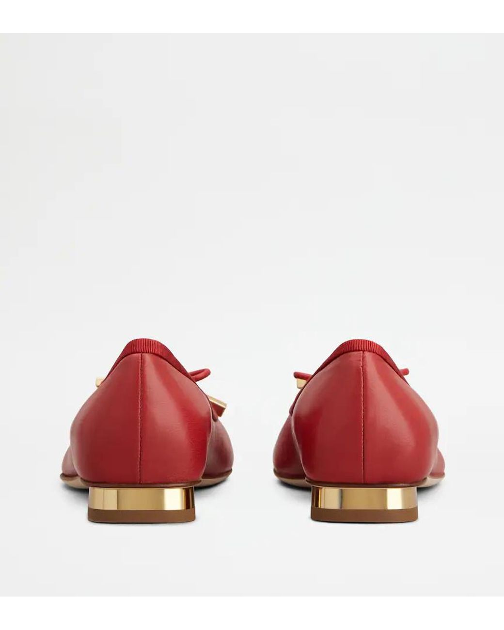 Tod's Red Round-Toed Ballet Shoes