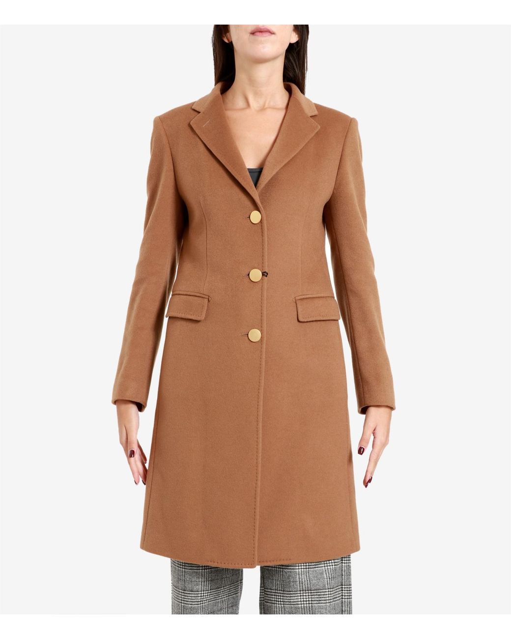 Tagliatore Brown Lapel Long-Sleeved Coat