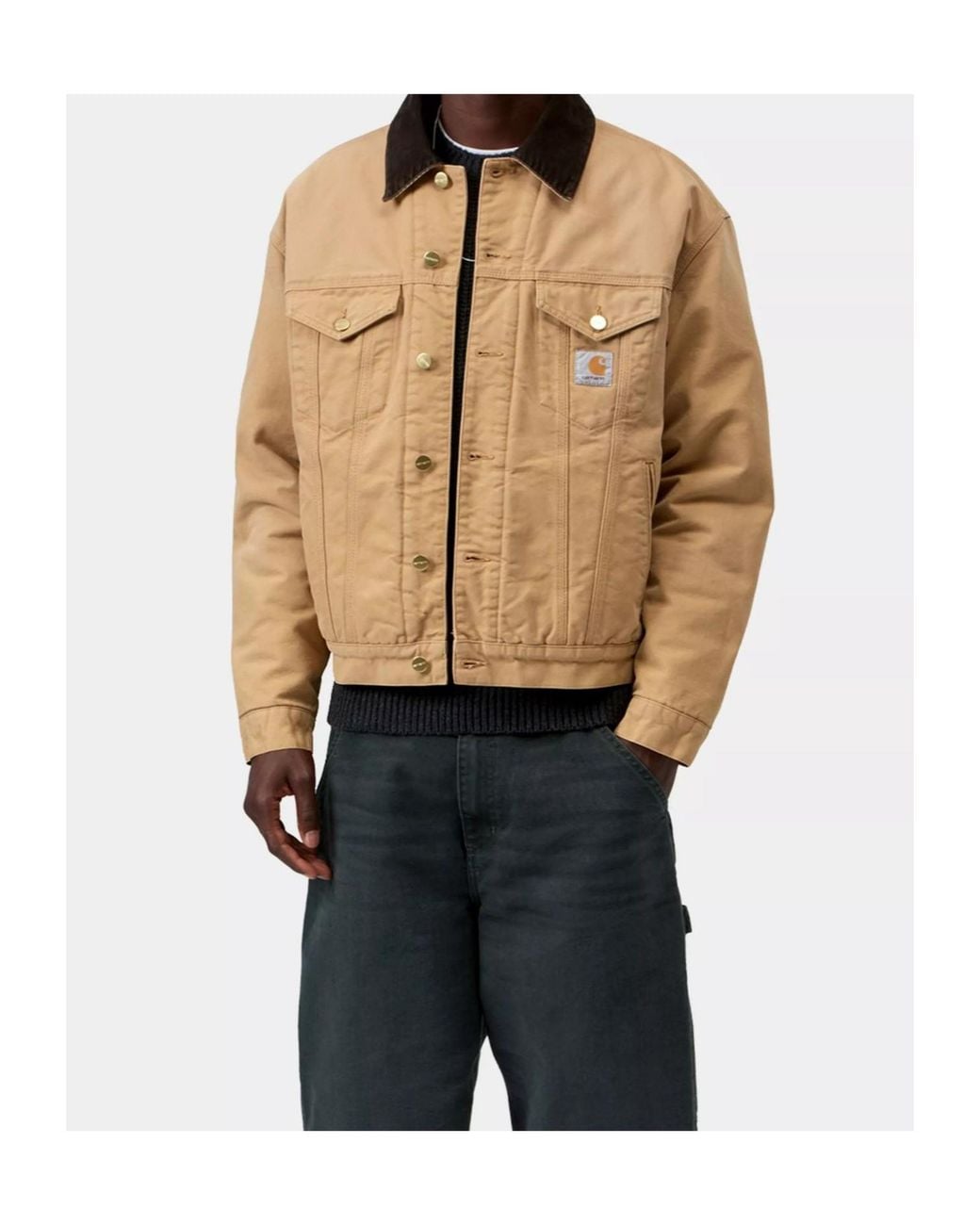 Carhartt Natural Og Trucker Corduroy-Collar Canvas Jacket for men