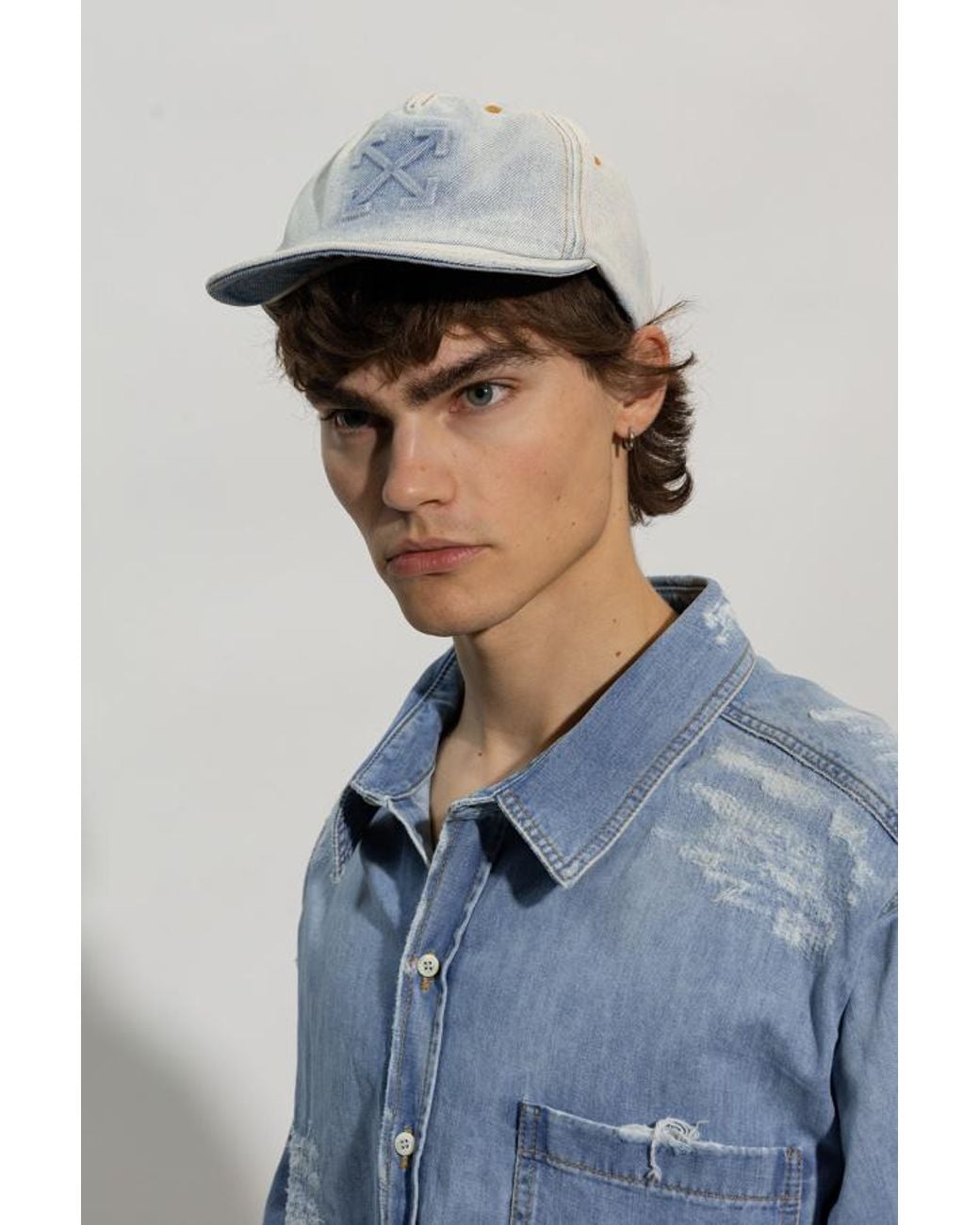 Off-White c/o Virgil Abloh Blue Arrows Denim Baseball Cap for men