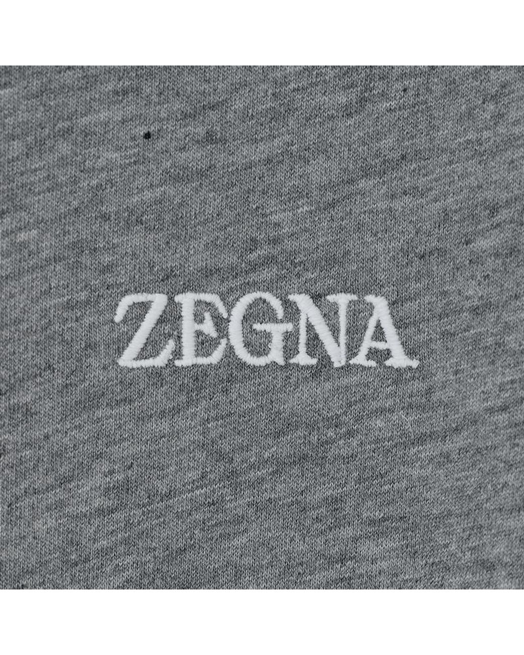 Zegna Gray Logo Embroidered Crewneck T-Shirt for men