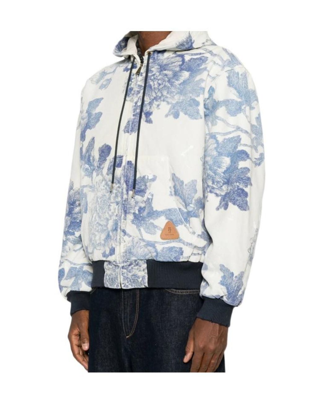 R13 Blue Printed Drawstring Casual Jacket for men