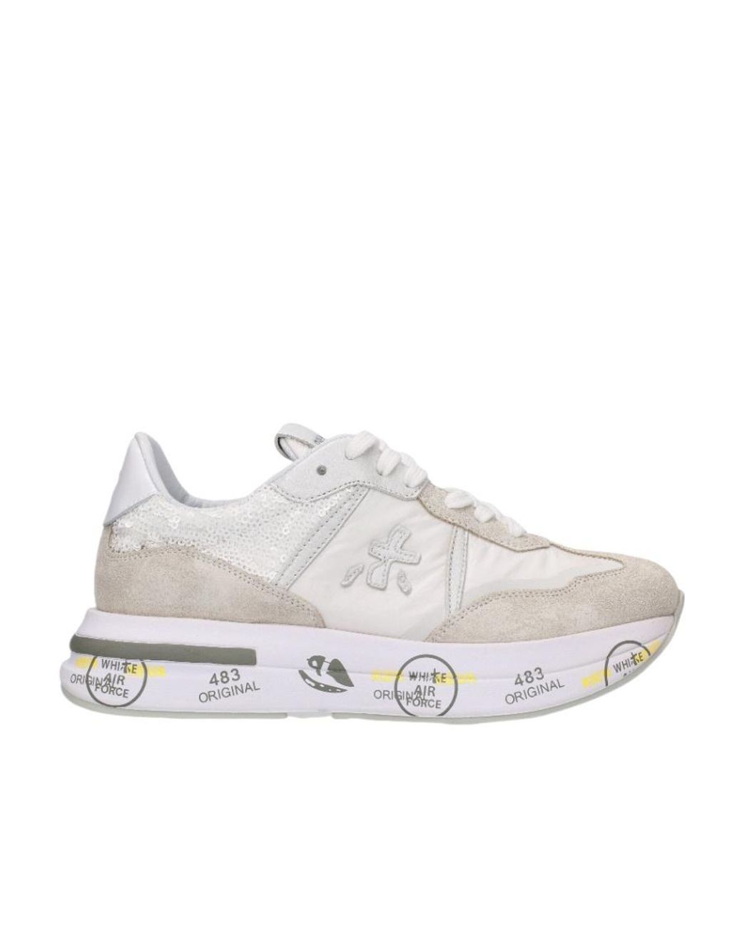 Premiata White Low Lace-Up Sneakers