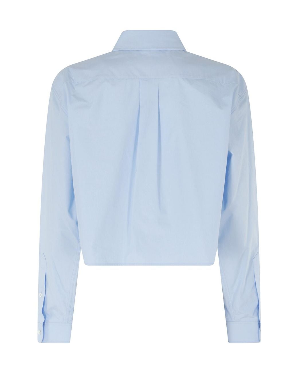 Alexander Wang Blue Logo Embroidered Button-Up Cropped Shirt