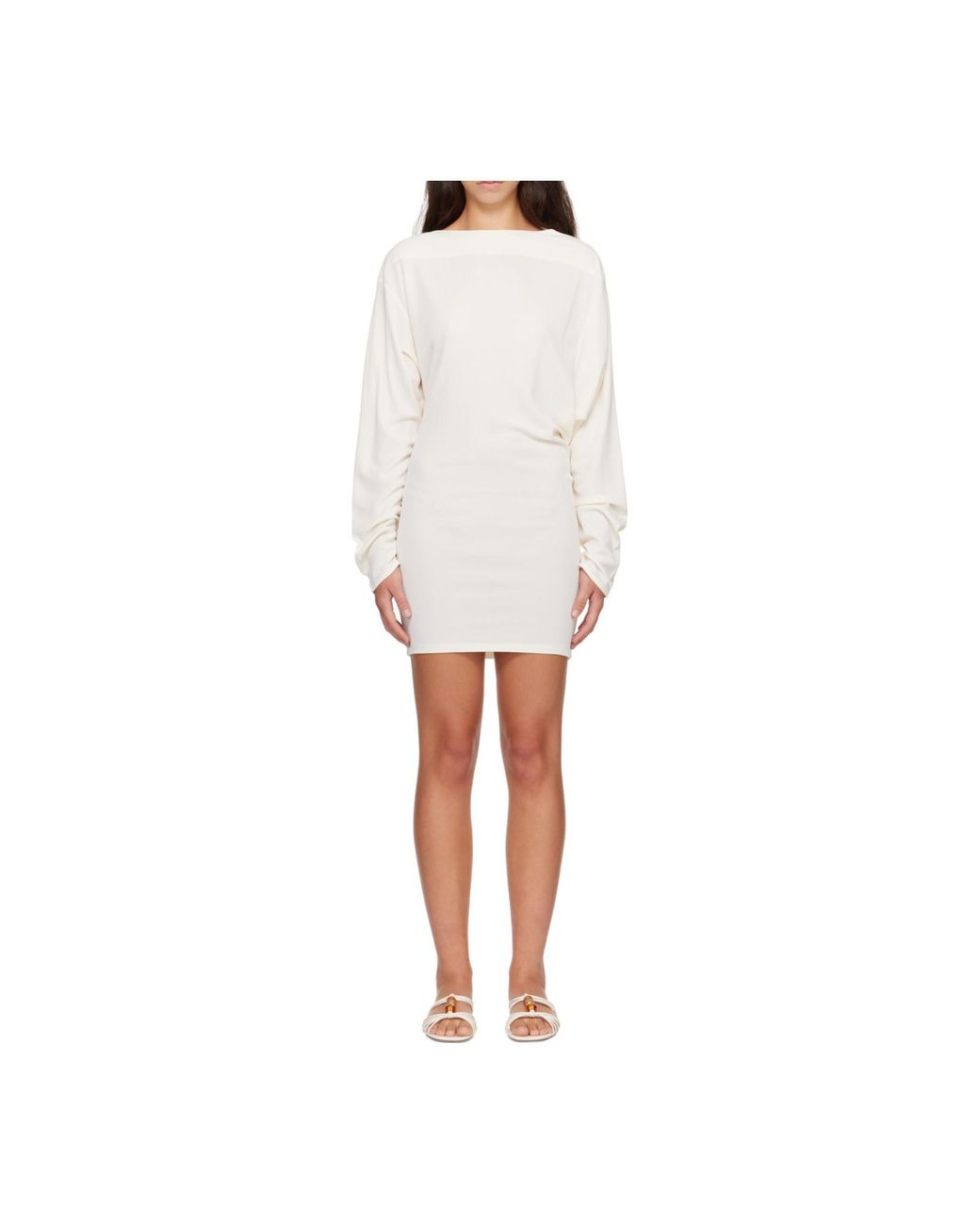 Jacquemus White Mistral Draped-Back Mini Dress