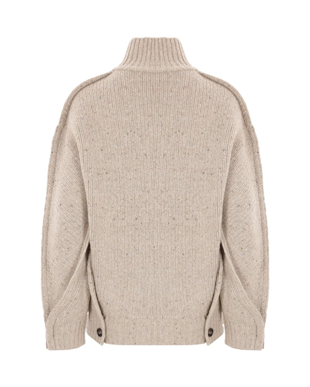 Bottega Veneta Natural High Neck Ribbed Jumper