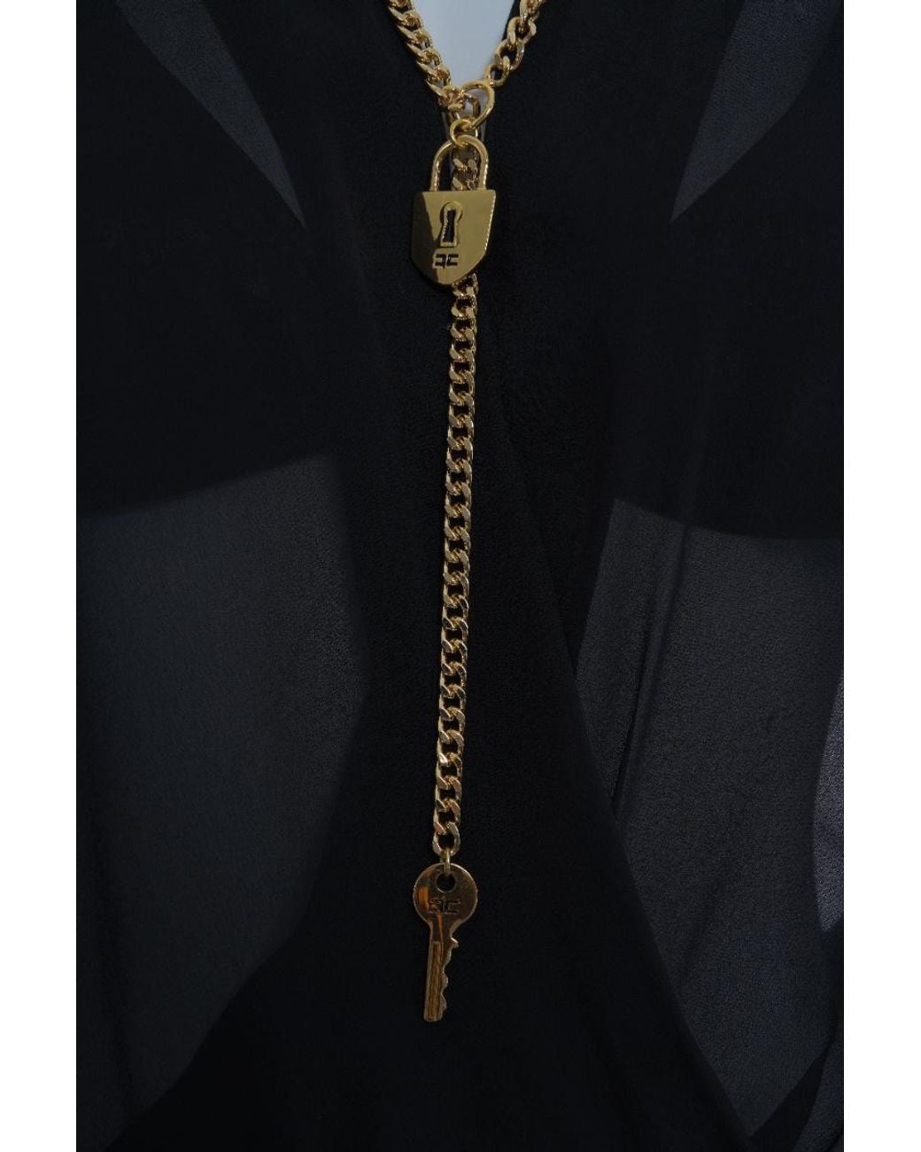Elisabetta Franchi Black Chained Long-Sleeved Top