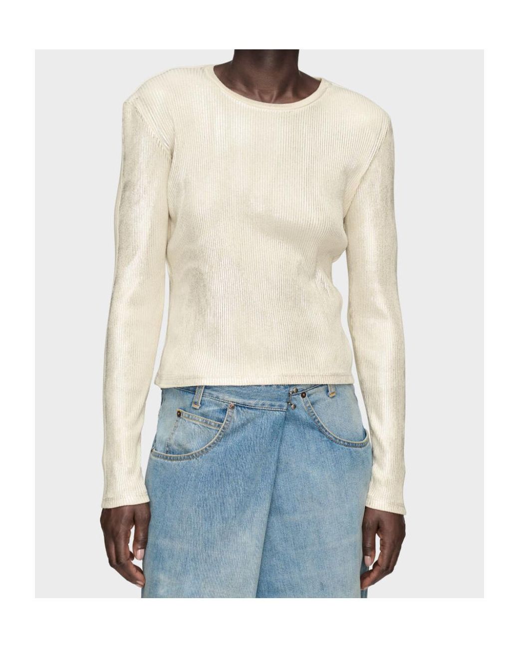 Maison Margiela White Print Long-Sleeve Top