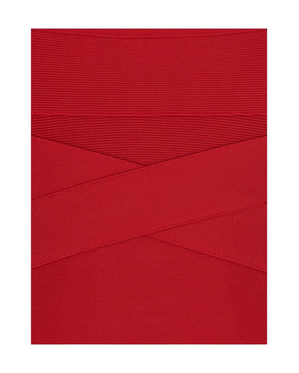 ROTATE BIRGER CHRISTENSEN Red Mini Fitted Knit Dress Recycled Polyester