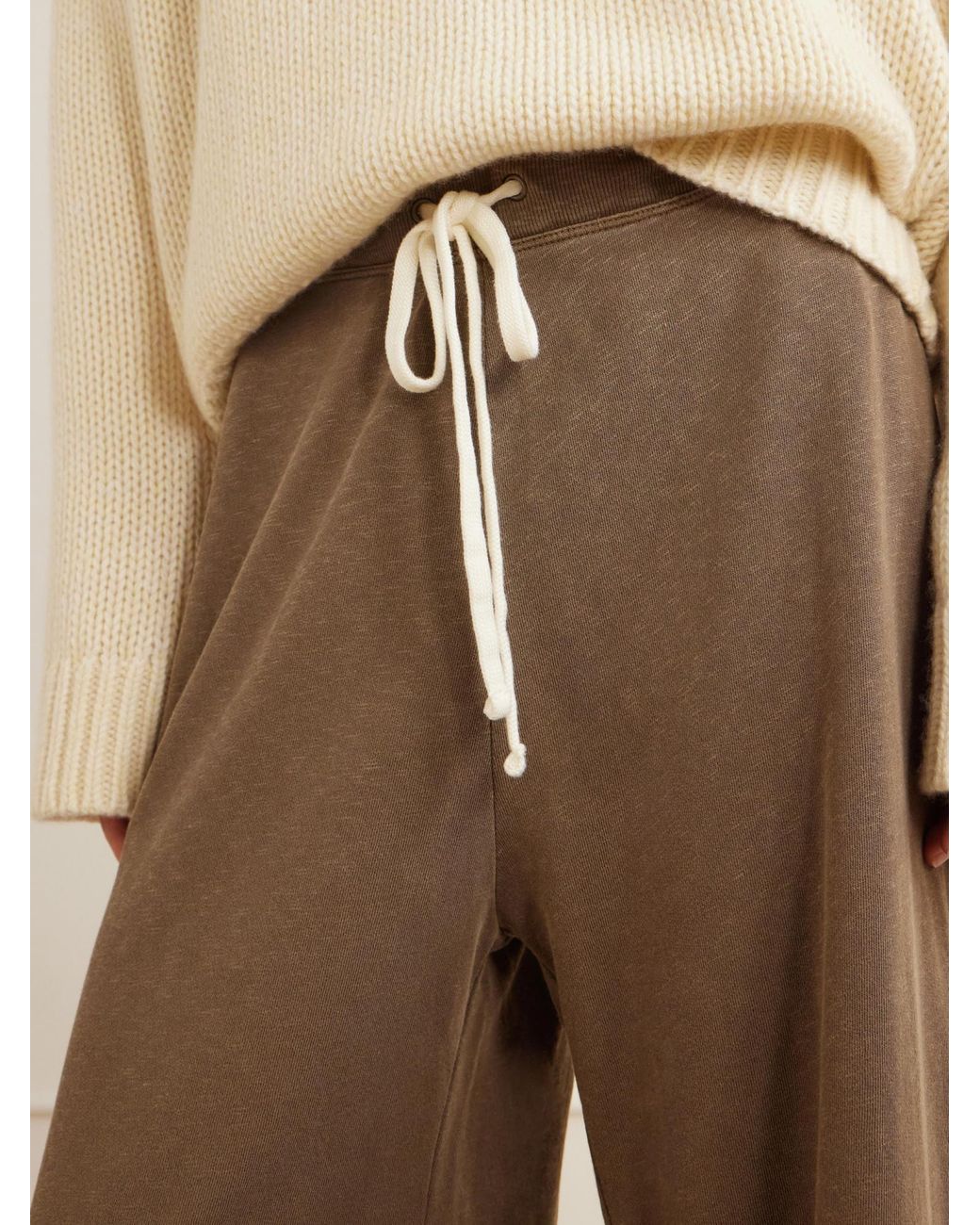 James Perse Brown Cotton-Terry Wide-Leg Track Pants