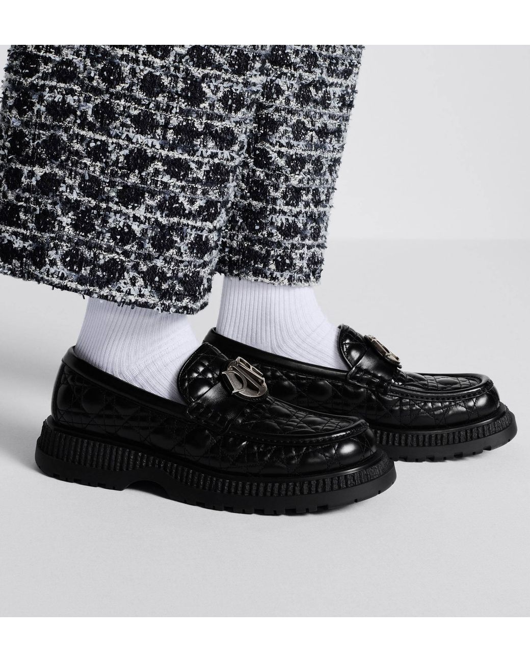 Dior Black Homme Logo Plaque Slip-On Buffalo Loafers for men