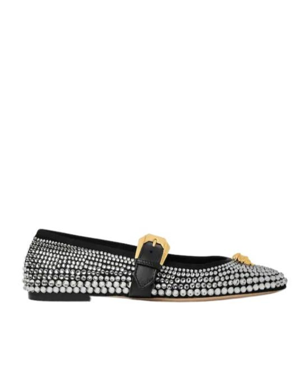 Versace Black Embellished Ballet Flats