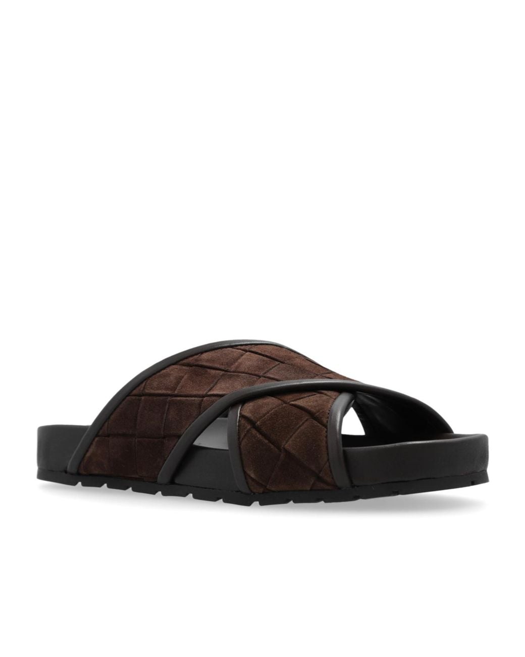Bottega Veneta Brown Crossover Strap Slip-On Sandals for men