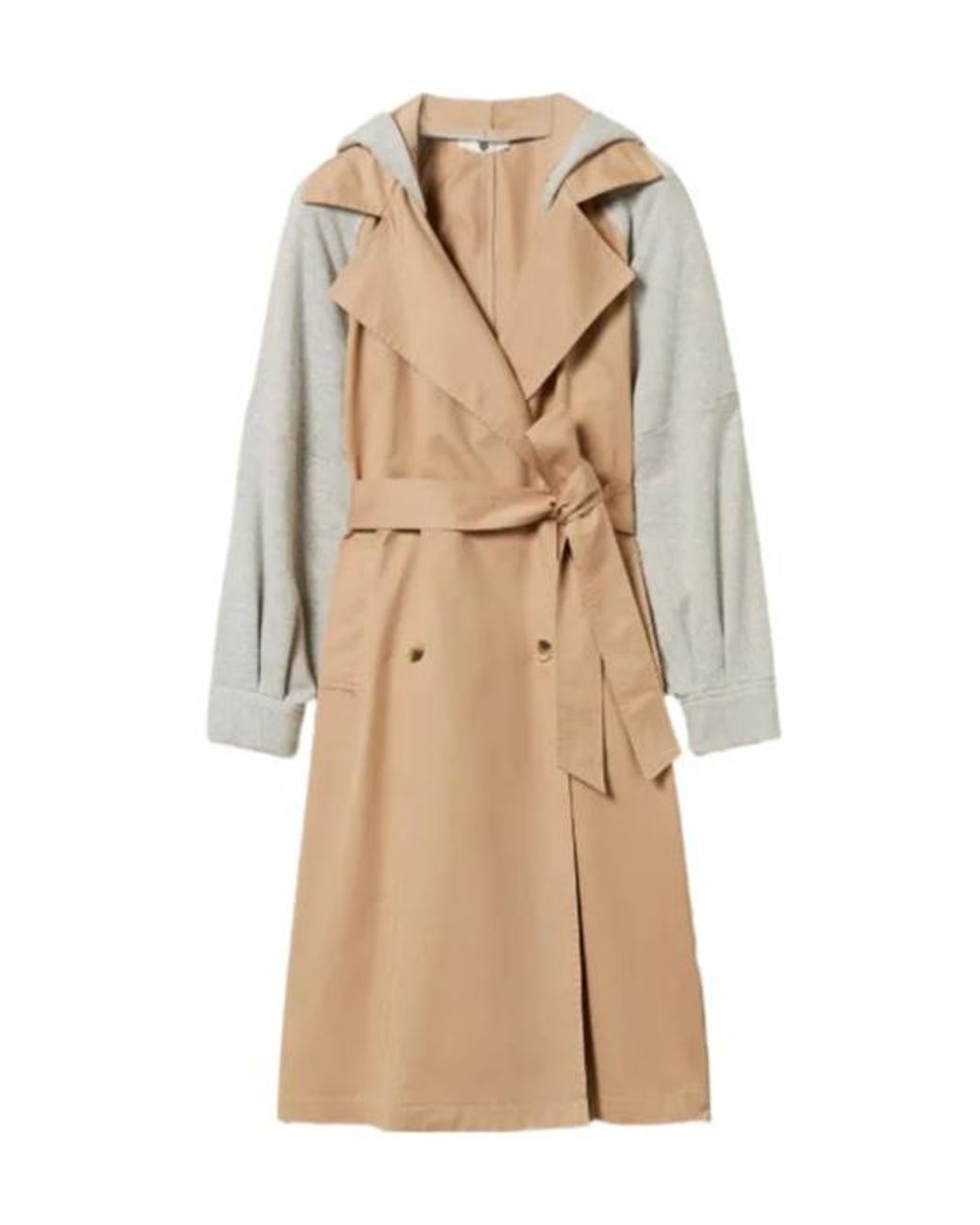 Twinset Natural Gabardine Plush Trench Coat