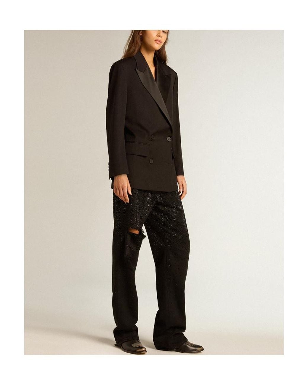 Golden Goose Deluxe Brand Black Peak-Lapels Double-Breasted Tailored Blazer