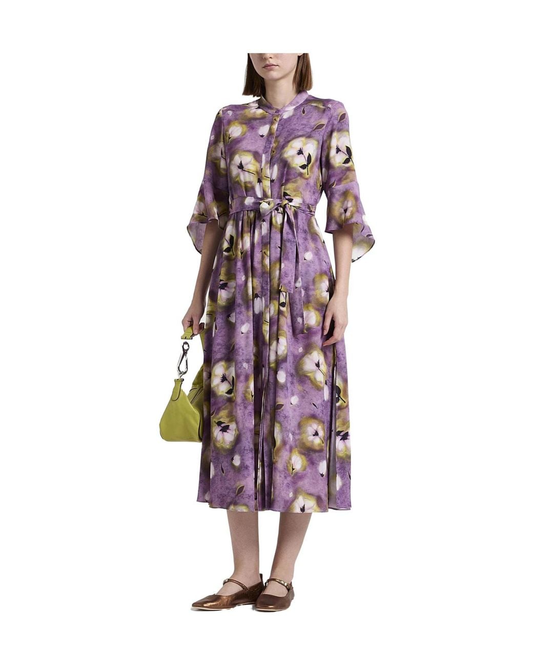 MAX&Co. Purple Flower-Printed Shirt Dress