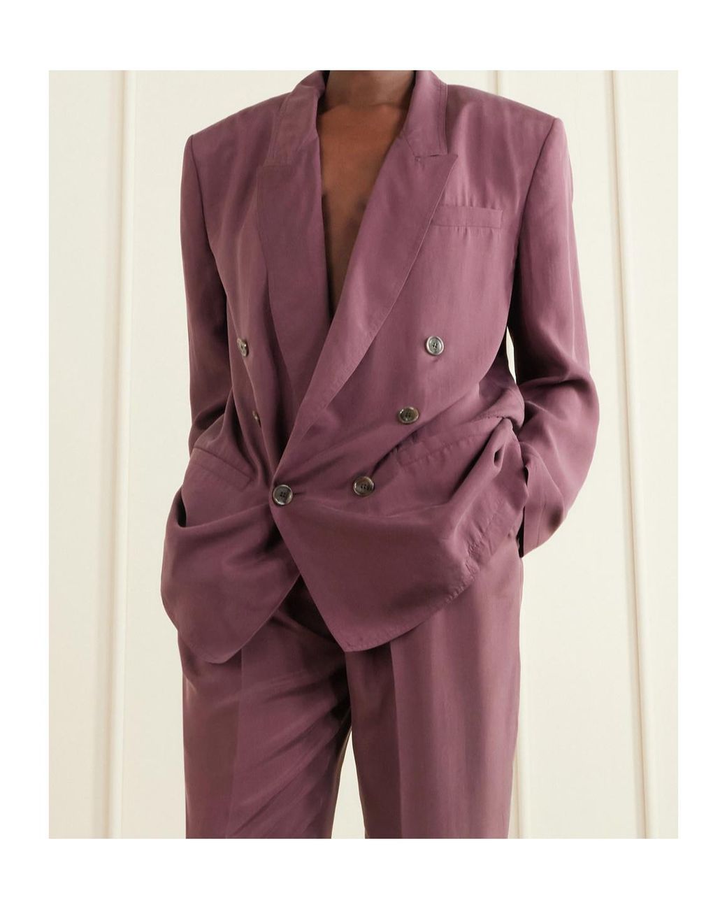 Saint Laurent Purple Double-Breasted Long-Sleeved Jacket