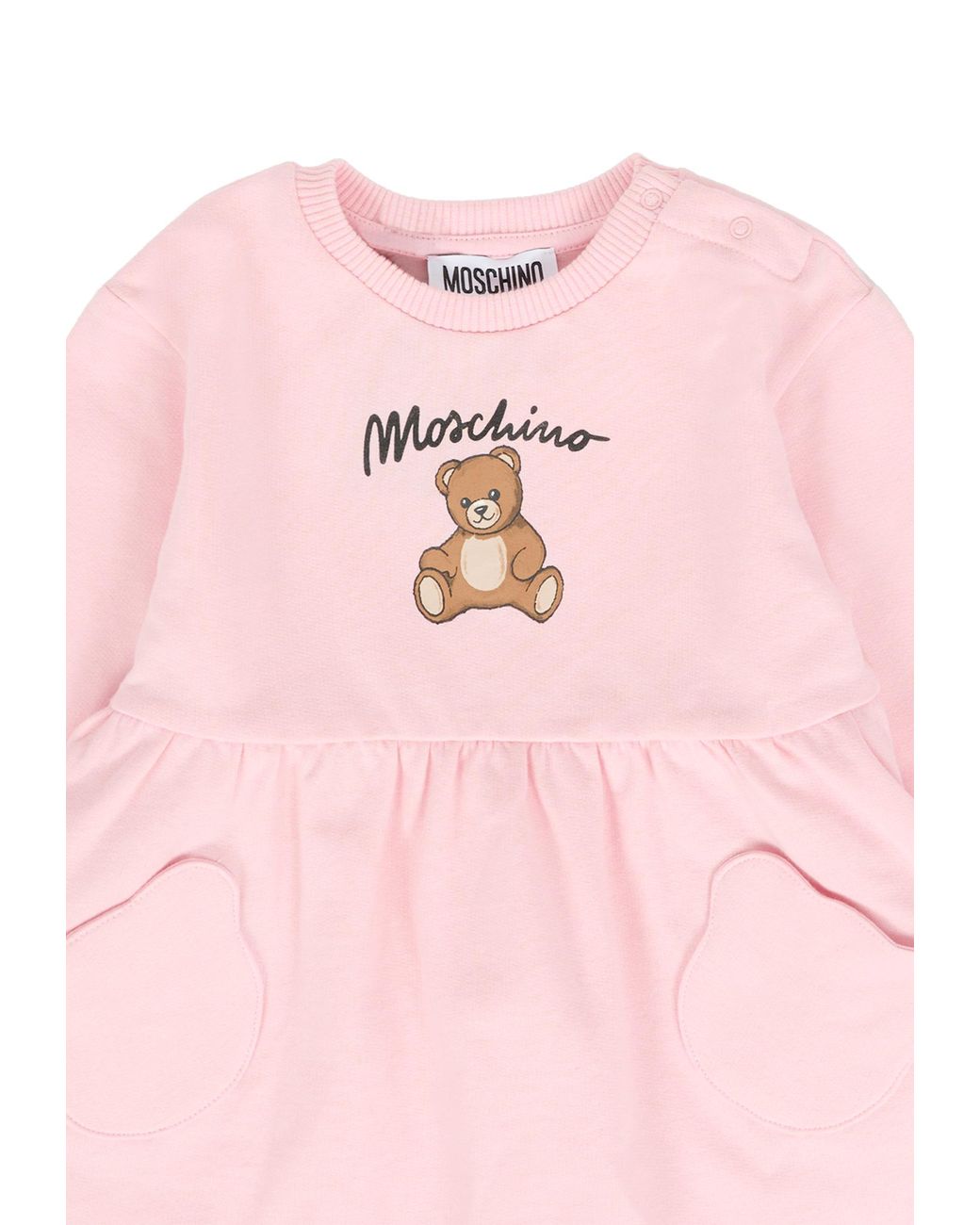 Moschino Pink Teddy-Print Gathered Dress