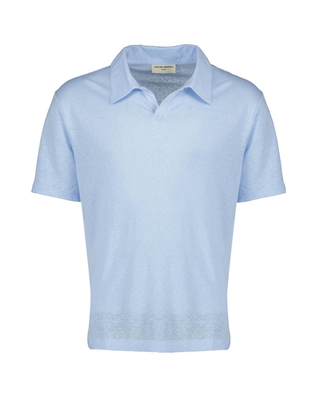 Officine Generale Blue Officine Générale Garment Dyed Knit Polo Shirt for men