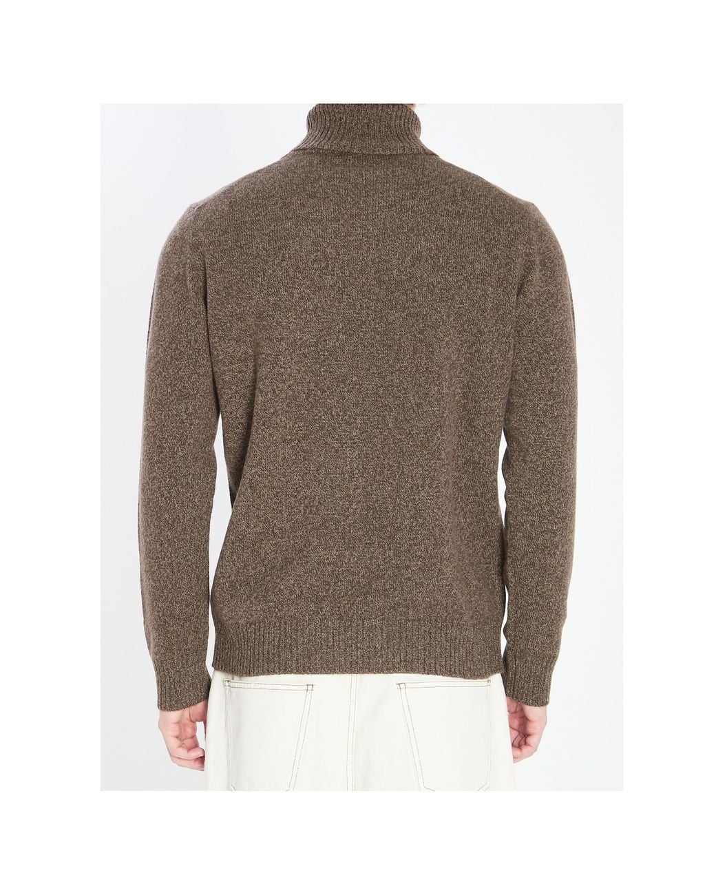Roberto Collina Brown Mouline Turtleneck Jumper for men